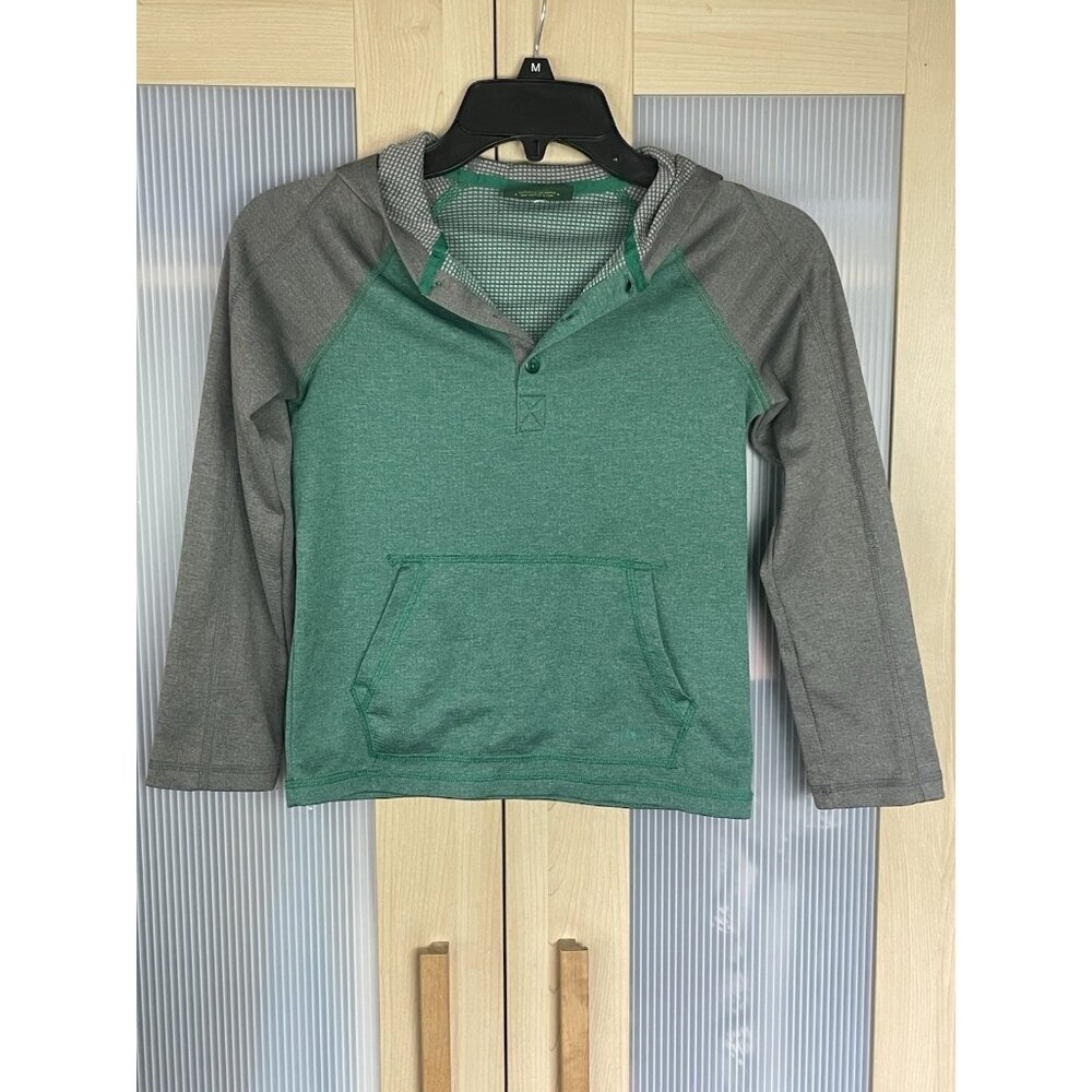 REI Kids Green Gray‎ Sz S (8) Youth Long Sleeve Two Tone Pullover hoodie Top